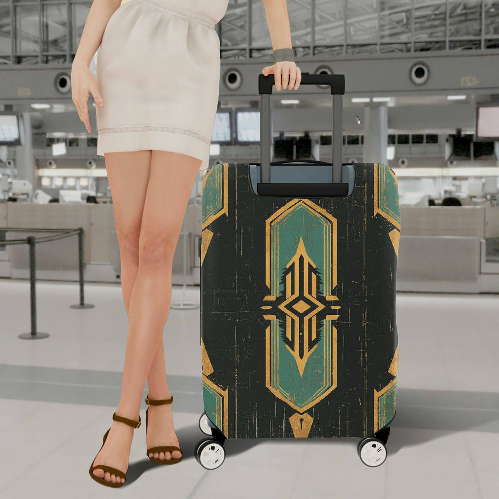 1-Piece Geometric Vintage Abstract Art Deco Pattern  Suitcase Luggage Cover, Stretch Protective Sleeve