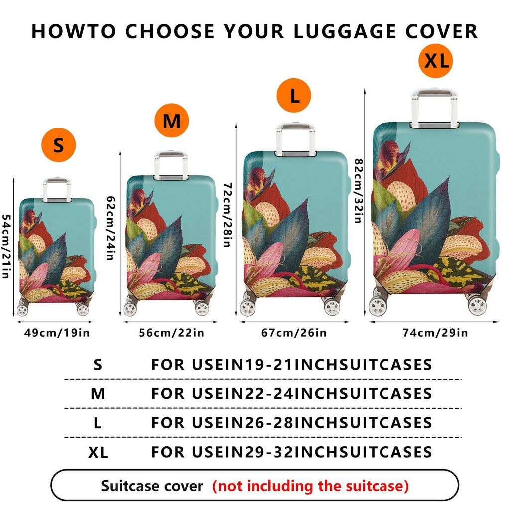 1-Piece Floral Leaf Nature Pattern Colorful  Suitcase Luggage Cover, Stretch Protective Sleeve
