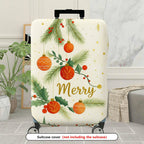 1-Piece Christmas Holiday Pine Ornament Merry  Suitcase Luggage Cover, Stretch Protective Sleeve