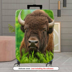 1-Piece Animal Wildlife Nature Green Buffalo Grass  Suitcase Luggage Cover, Stretch Protective Sleeve