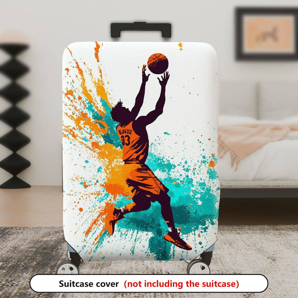 1-Piece Abstract Colorful Basketball Athlete Action Splash Artistic  Suitcase Luggage Cover, Stretch Protective Sleeve