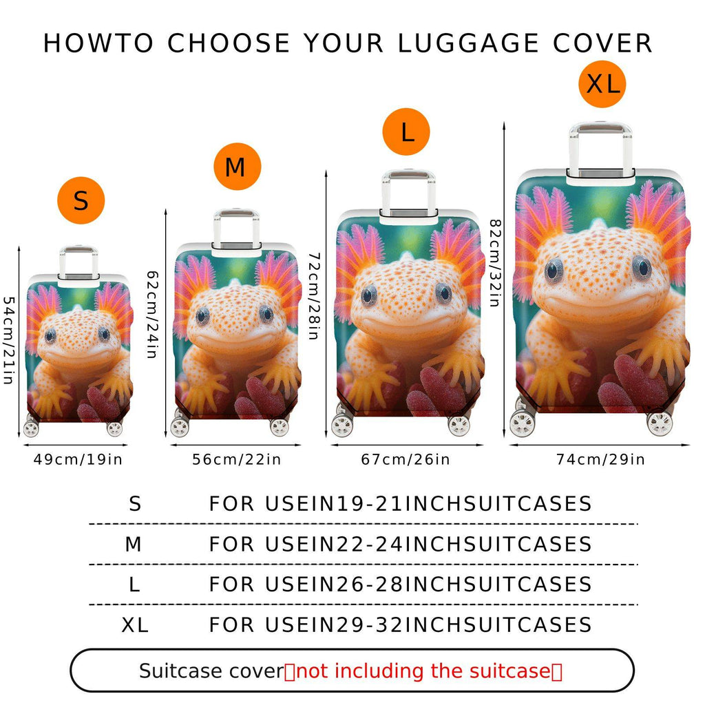 1-Piece Cute Colorful Axolotl Sea Animal Luggage  Suitcase Luggage Cover, Stretch Protective Sleeve