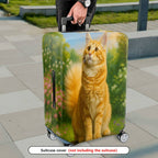 1-Piece Cat Floral Nature Vibrant Artistic Cute  Suitcase Luggage Cover, Stretch Protective Sleeve