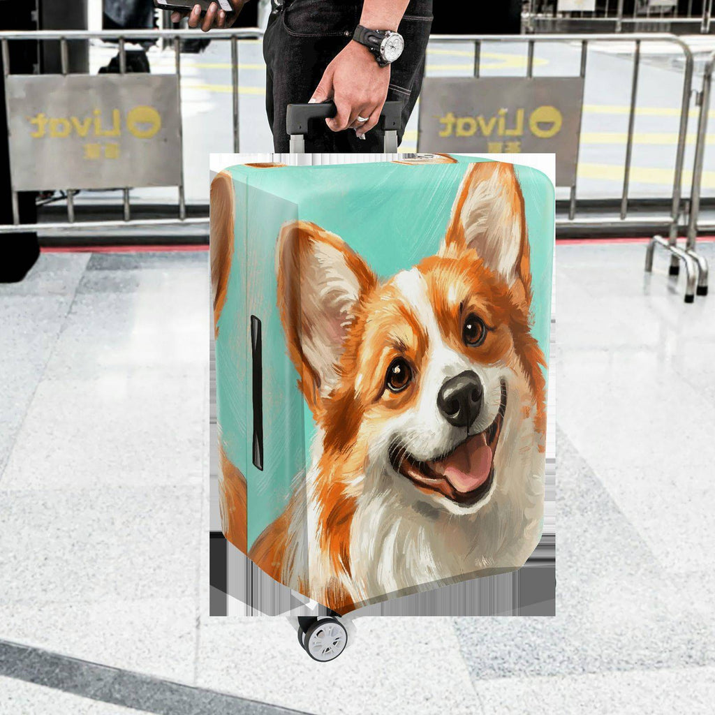1-Piece Dog Corgi Cute Animal Art Pet  Suitcase Luggage Cover, Stretch Protective Sleeve