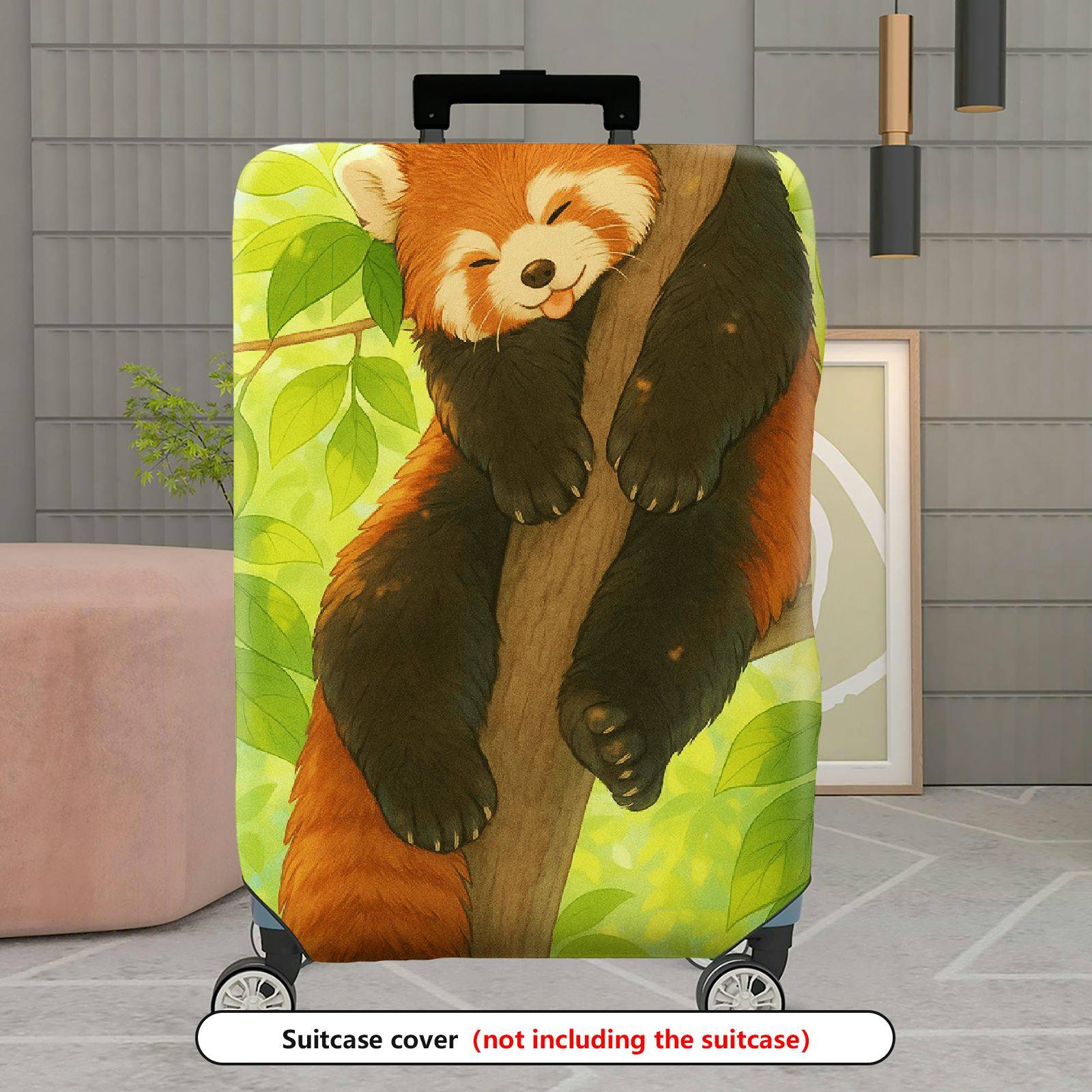1-Piece Cute Red Panda Tree Leaves Nature Animal  Suitcase Luggage Cover, Stretch Protective Sleeve