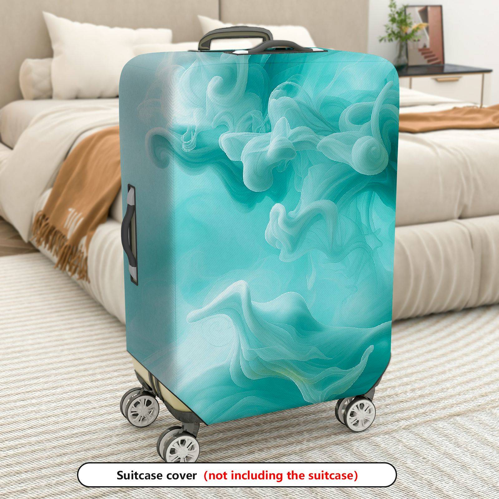 1-Piece Aqua Swirl Abstract Artistic Elegant Stylish Blue  Suitcase Luggage Cover, Stretch Protective Sleeve
