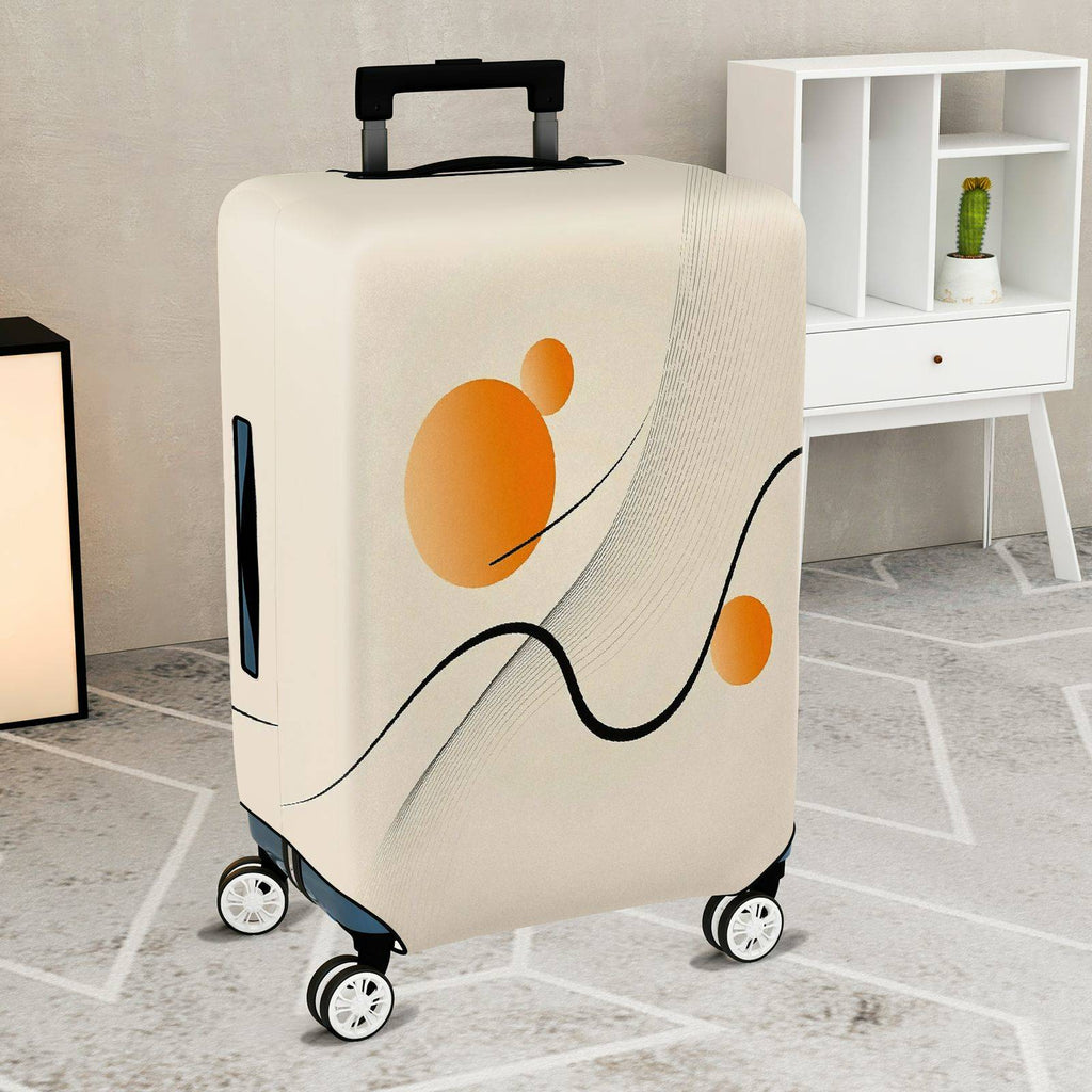 1-Piece Minimalist Abstract Geometric Art Orange Swirl  Suitcase Luggage Cover, Stretch Protective Sleeve