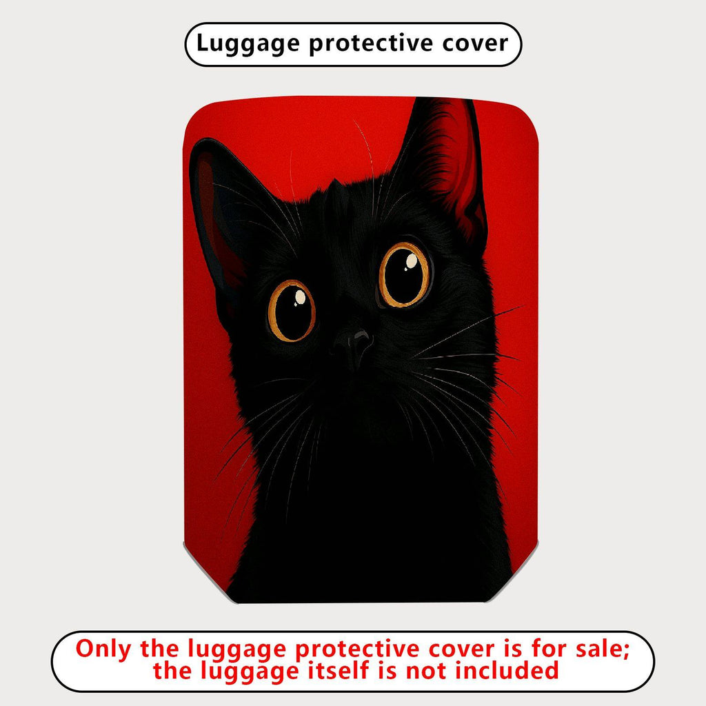 1-Piece Black Cat Red Colorful Artistic Unique Cute  Suitcase Luggage Cover, Stretch Protective Sleeve