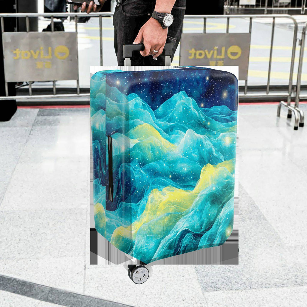 1-Piece Cosmic Ocean Wave Galaxy Starry Night  Suitcase Luggage Cover, Stretch Protective Sleeve