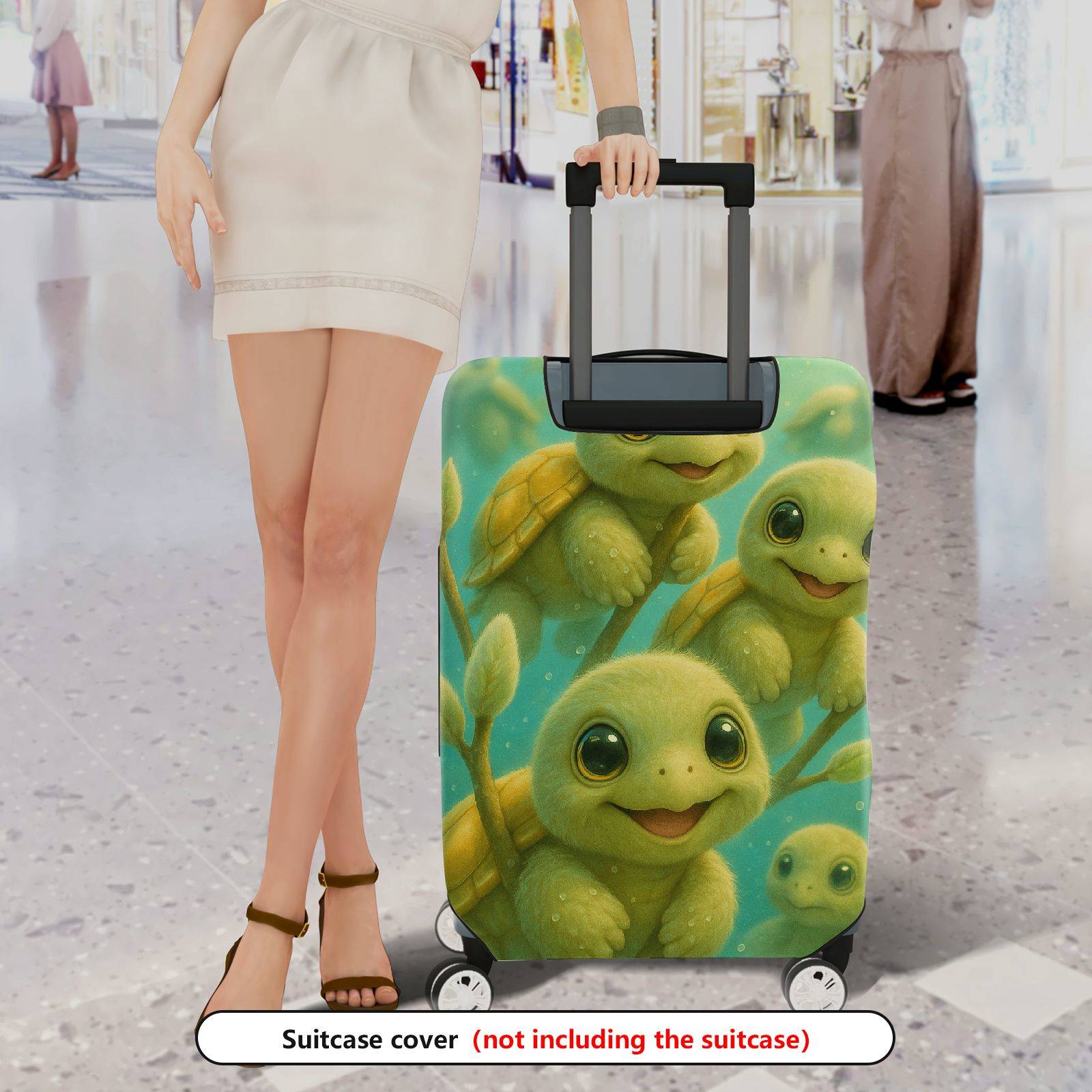 1-Piece Leaf Green Nature Floral Abstract  Suitcase Luggage Cover, Stretch Protective Sleeve