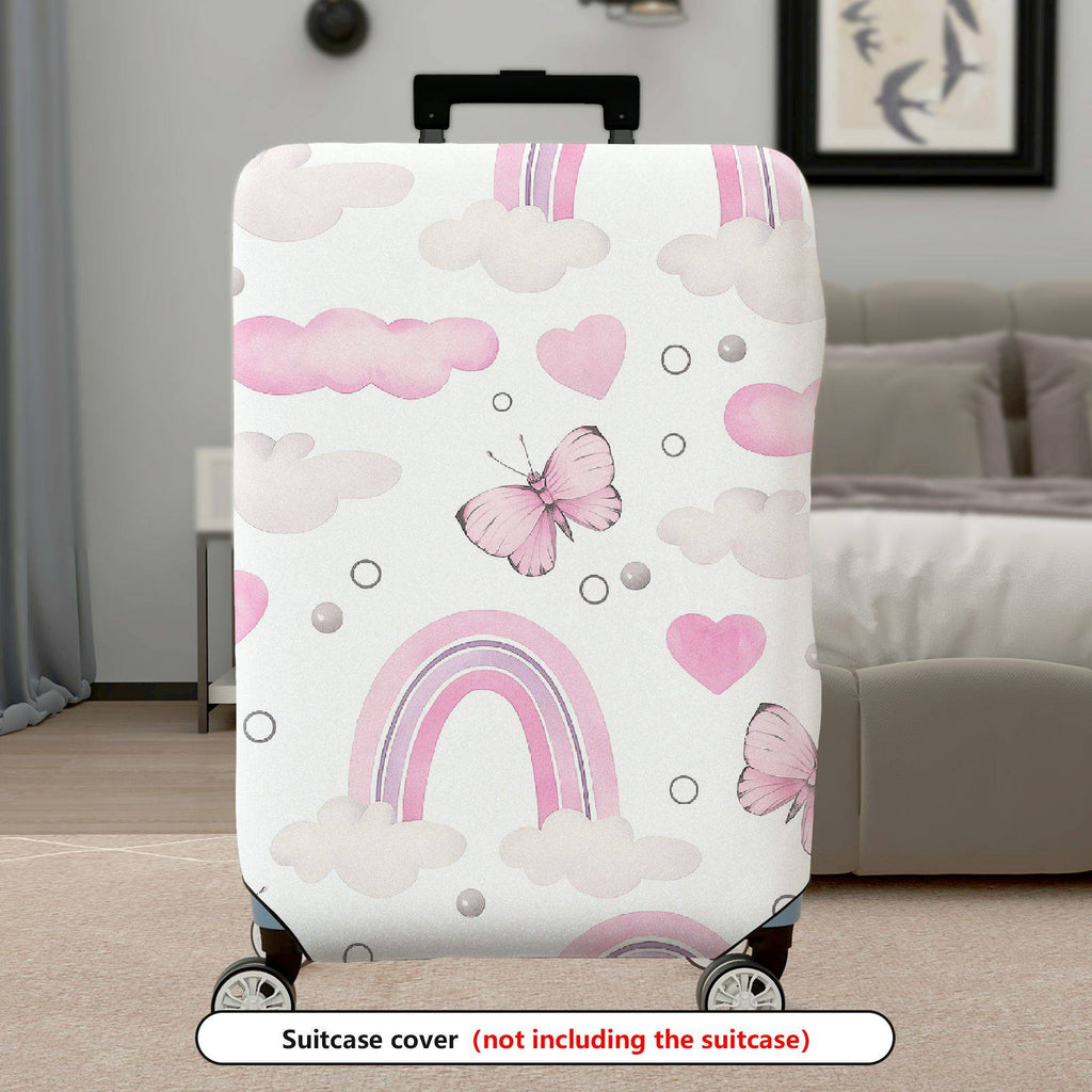 1-Piece Pink Clouds Hearts Butterflies Rainbow Cute  Suitcase Luggage Cover, Stretch Protective Sleeve