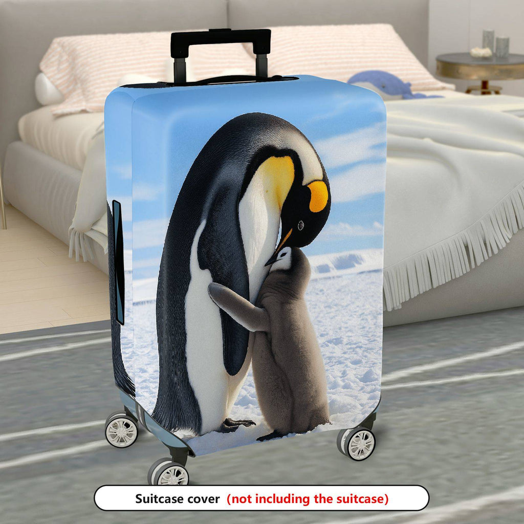 1-Piece Penguin Arctic Snow Cute Family Love Warm  Suitcase Luggage Cover, Stretch Protective Sleeve