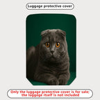 1-Piece Cute Cat Green Furry Animal Stylish  Suitcase Luggage Cover, Stretch Protective Sleeve