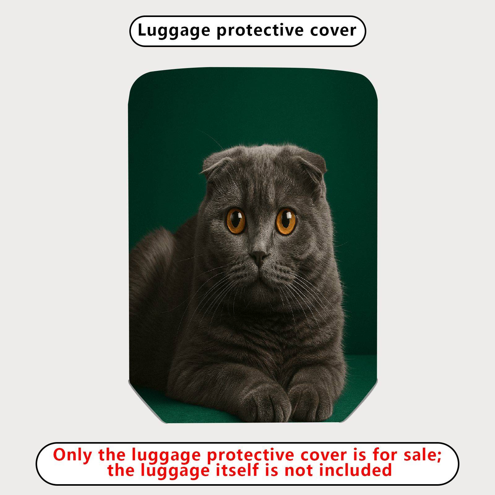 1-Piece Cute Cat Green Furry Animal Stylish  Suitcase Luggage Cover, Stretch Protective Sleeve