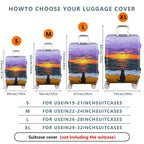 1-Piece Sunset Ocean Cat Beach Evening Landscape  Suitcase Luggage Cover, Stretch Protective Sleeve
