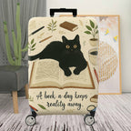 1-Piece Black Cat Book Plant Coffee Pen Artistic Vintage  Suitcase Luggage Cover, Stretch Protective Sleeve