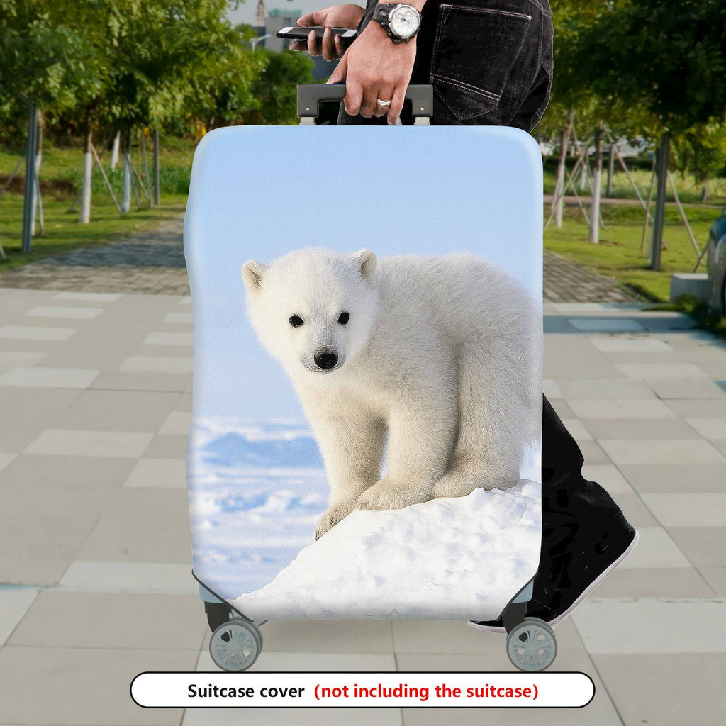 1-Piece Cute Polar Bear Snow Winter Nature Animal White  Suitcase Luggage Cover, Stretch Protective Sleeve