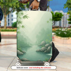1-Piece Forest River Waterfall Nature Landscape Travel  Suitcase Luggage Cover, Stretch Protective Sleeve