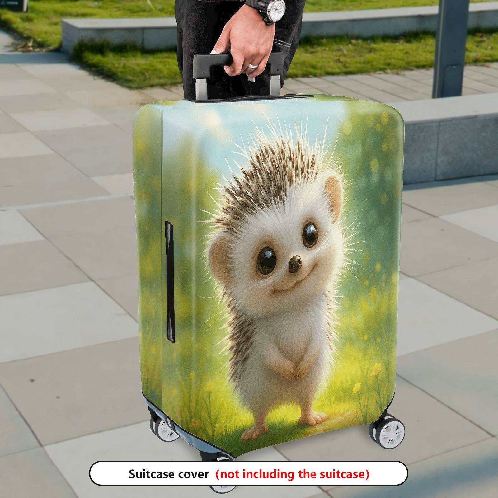 1-Piece Cute Hedgehog Animal Nature  Fun  Suitcase Luggage Cover, Stretch Protective Sleeve