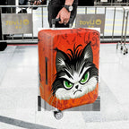 1-Piece Angry Cat  Orange Animal Art Floral  Suitcase Luggage Cover, Stretch Protective Sleeve