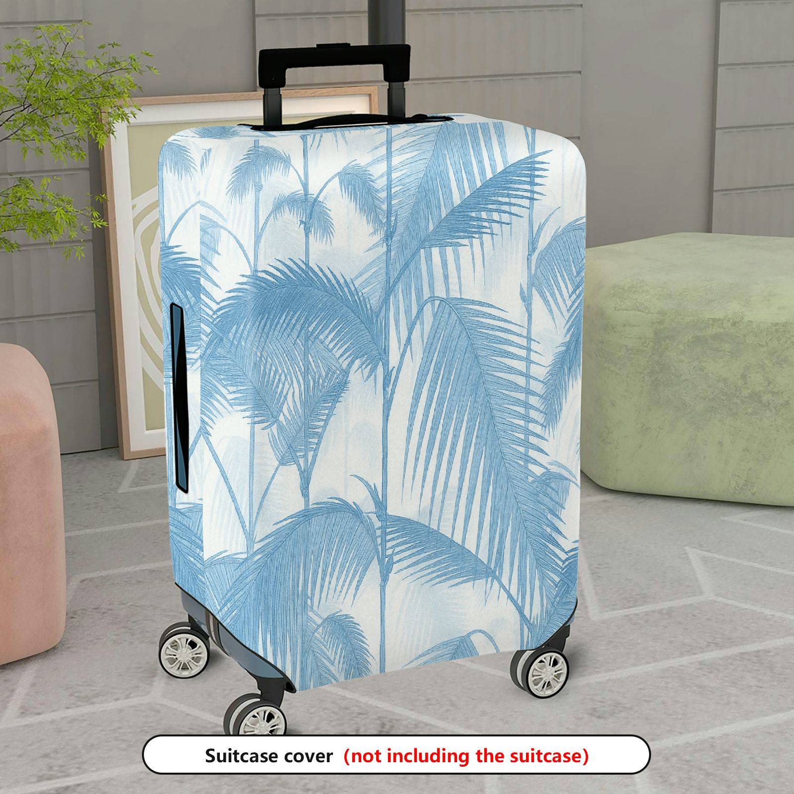 1-Piece Blue Palm Tree Tropical Nature Landscape Artistic Pattern  Suitcase Luggage Cover, Stretch Protective Sleeve