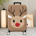 1-Piece Reindeer Christmas Festive Cute Fun Holiday  Suitcase Luggage Cover, Stretch Protective Sleeve