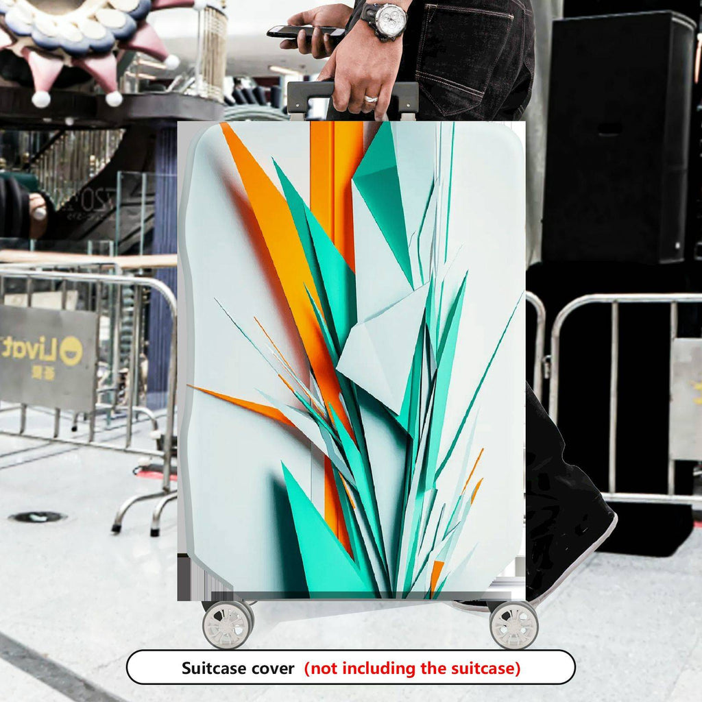 1-Piece Geometric Abstract Modern Colorful Vibrant Artistic  Suitcase Luggage Cover, Stretch Protective Sleeve