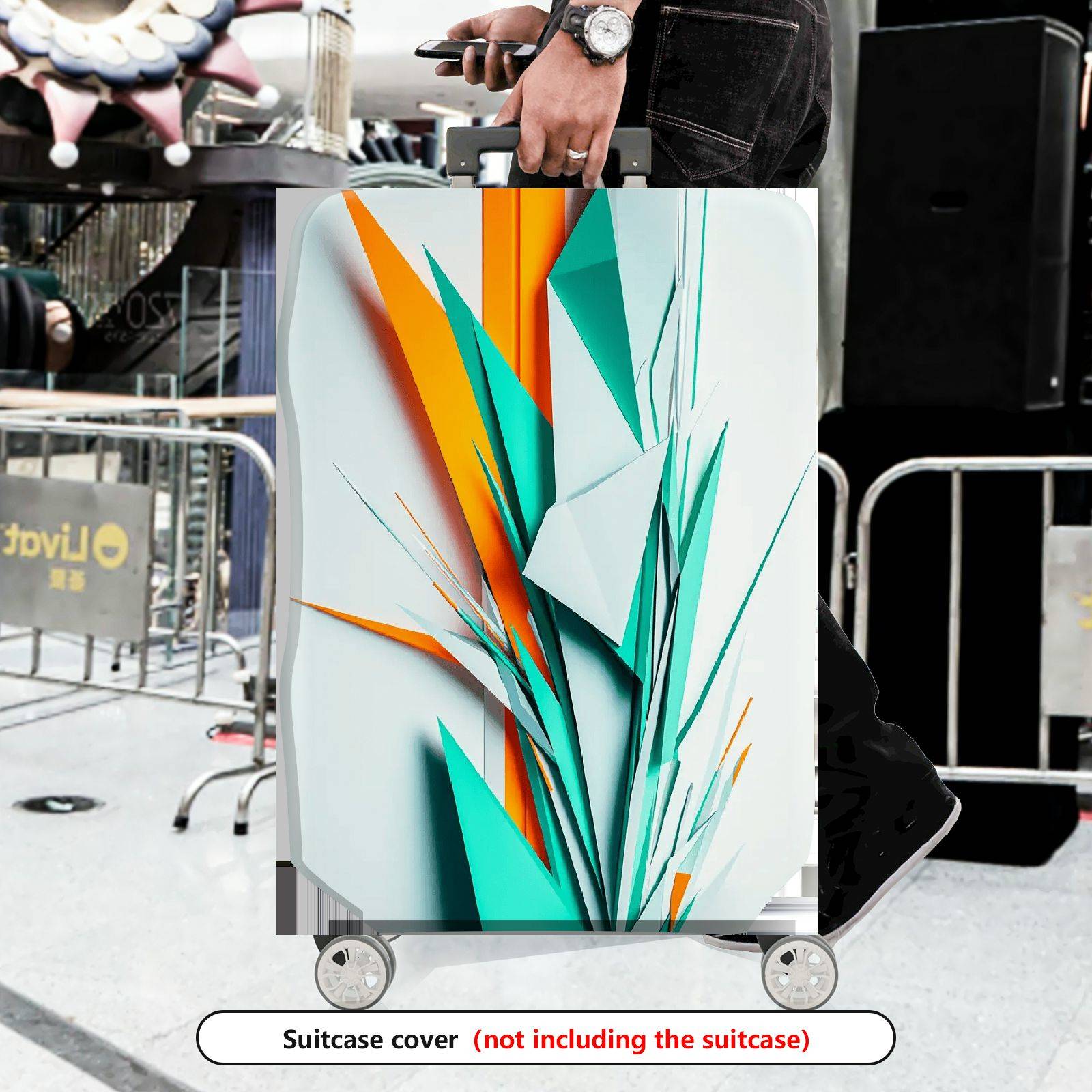 1-Piece Geometric Abstract Modern Colorful Vibrant Artistic  Suitcase Luggage Cover, Stretch Protective Sleeve