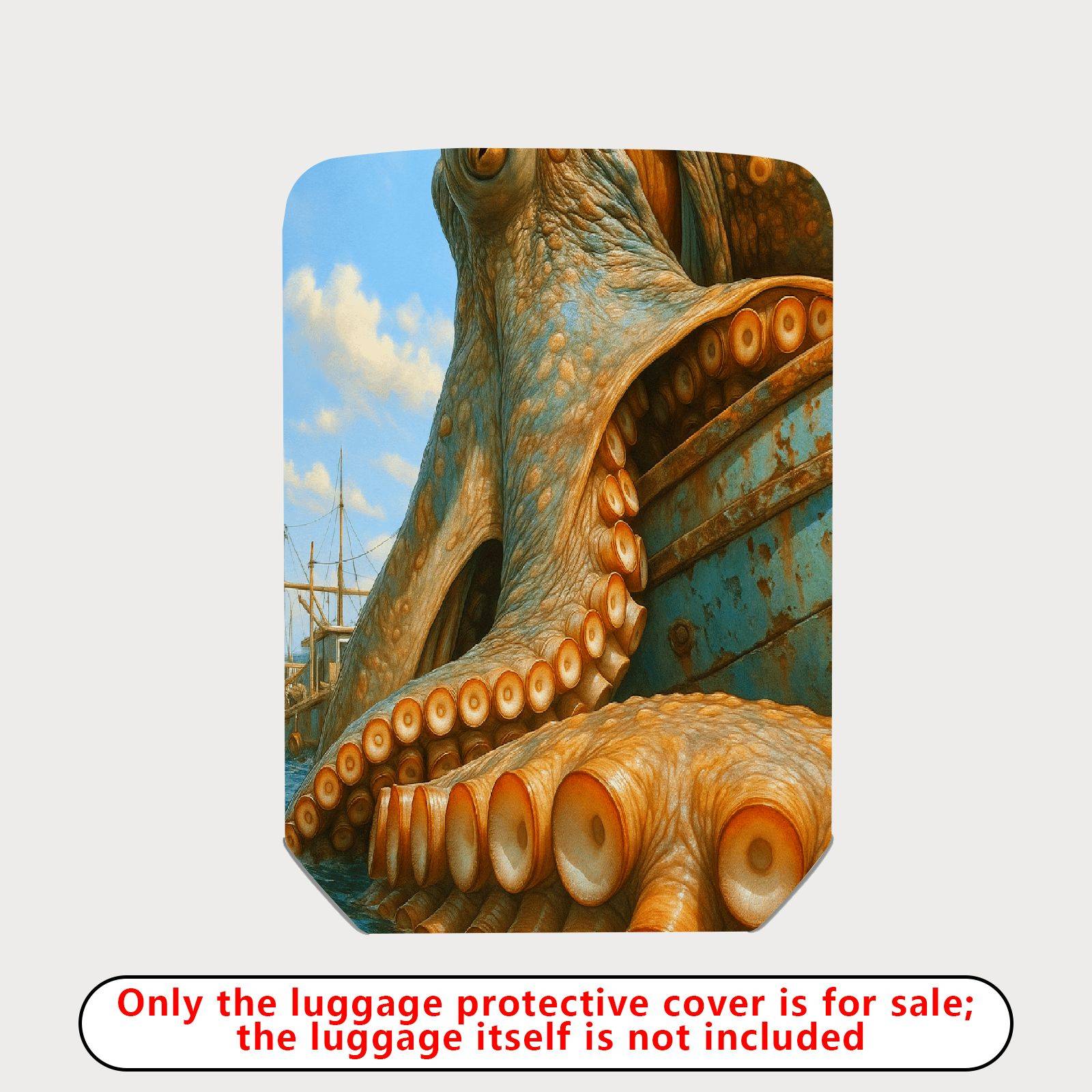 1-Piece Octopus Nautical Artistic Vibrant Unique Marine  Suitcase Luggage Cover, Stretch Protective Sleeve