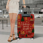 1-Piece Christmas Holiday Winter Gingerbread Coffee Tree  Suitcase Luggage Cover, Stretch Protective Sleeve
