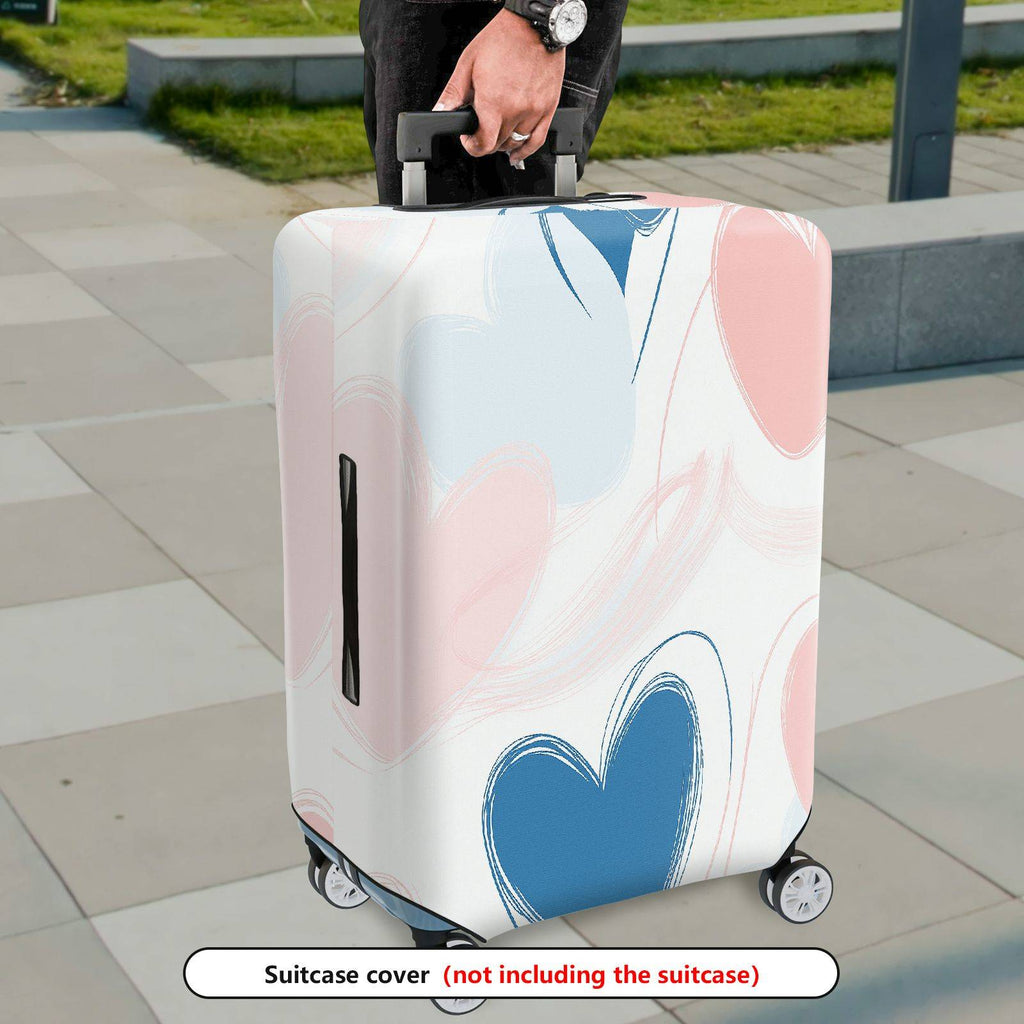 1-Piece Abstract Pastel Blue Heart Travel Luggage  Suitcase Luggage Cover, Stretch Protective Sleeve