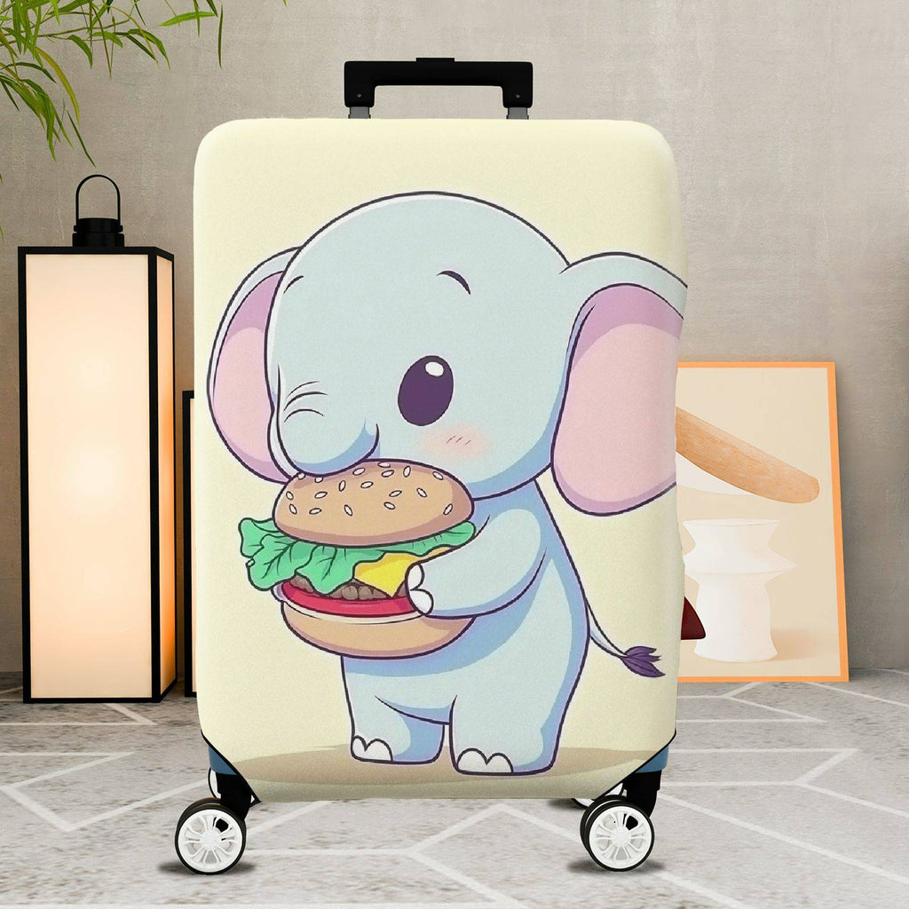 1-Piece Cute  Elephant Burger Fun Travel  Suitcase Luggage Cover, Stretch Protective Sleeve