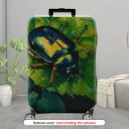 1-Piece Beetle Green Nature Leaf Insect Artistic  Suitcase Luggage Cover, Stretch Protective Sleeve