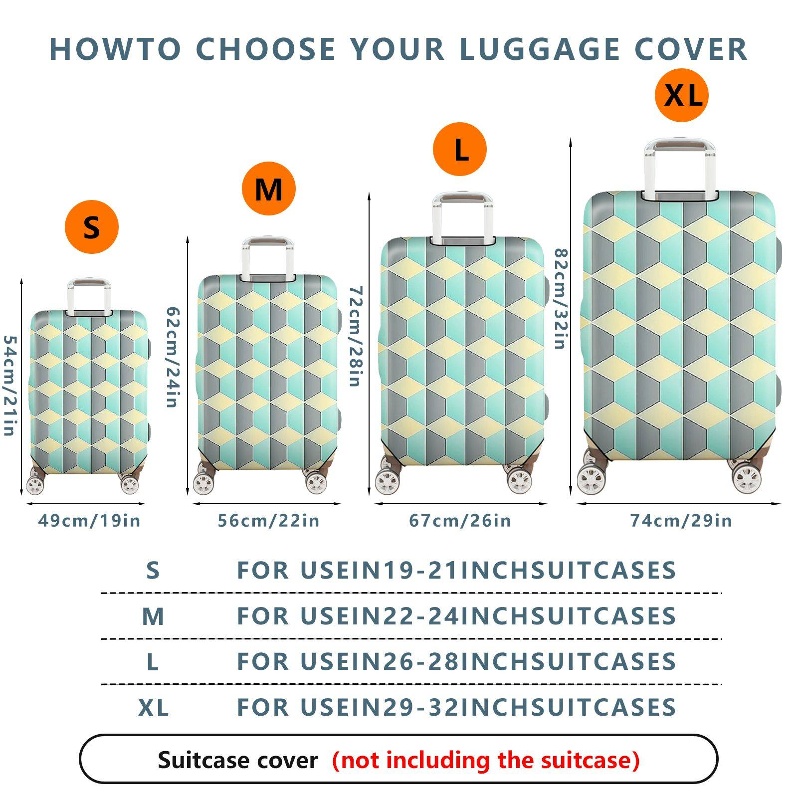 1-Piece Geometric Pattern Colorful Modern Stylish Trendy Artistic  Suitcase Luggage Cover, Stretch Protective Sleeve