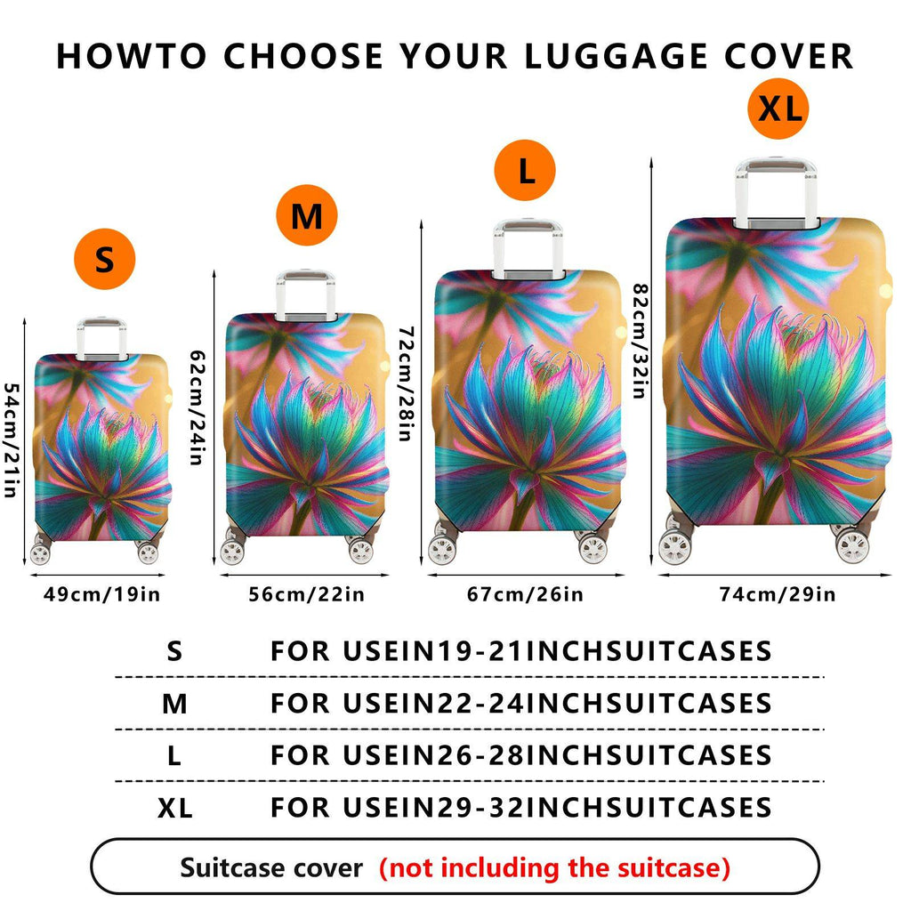 1-Piece Colorful Floral Abstract Artistic Vibrant Bloom  Suitcase Luggage Cover, Stretch Protective Sleeve