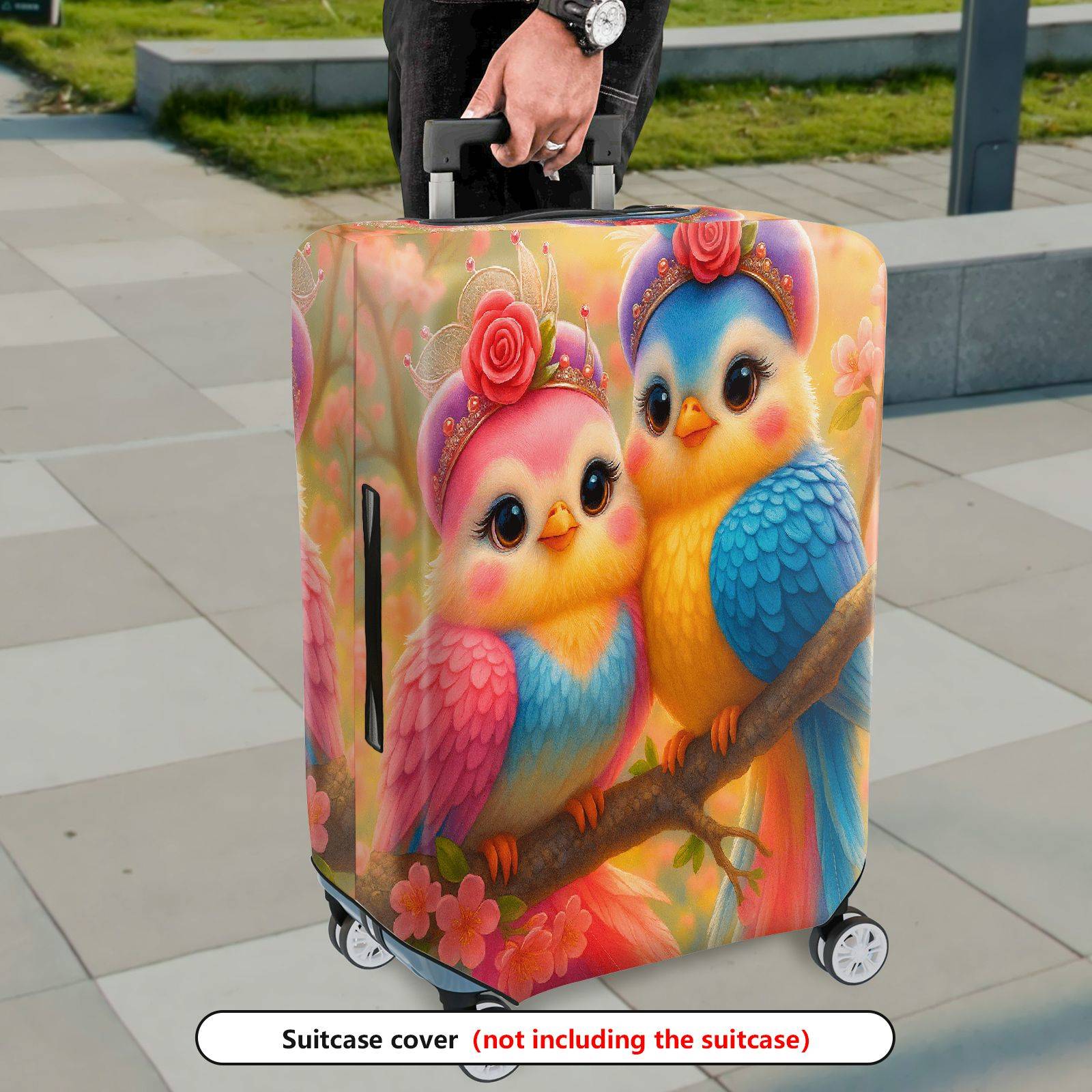 1-Piece Colorful Bird Floral Nature Artistic Cute  Suitcase Luggage Cover, Stretch Protective Sleeve