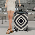 1-Piece Tribal Geometric Diamond Pattern Black White  Suitcase Luggage Cover, Stretch Protective Sleeve