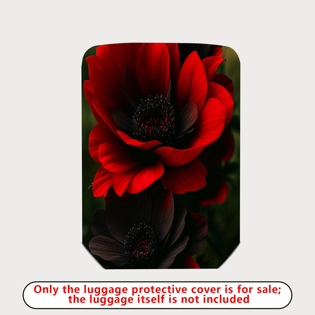 1-Piece Floral Red Black Flower Elegant Bold  Suitcase Luggage Cover, Stretch Protective Sleeve