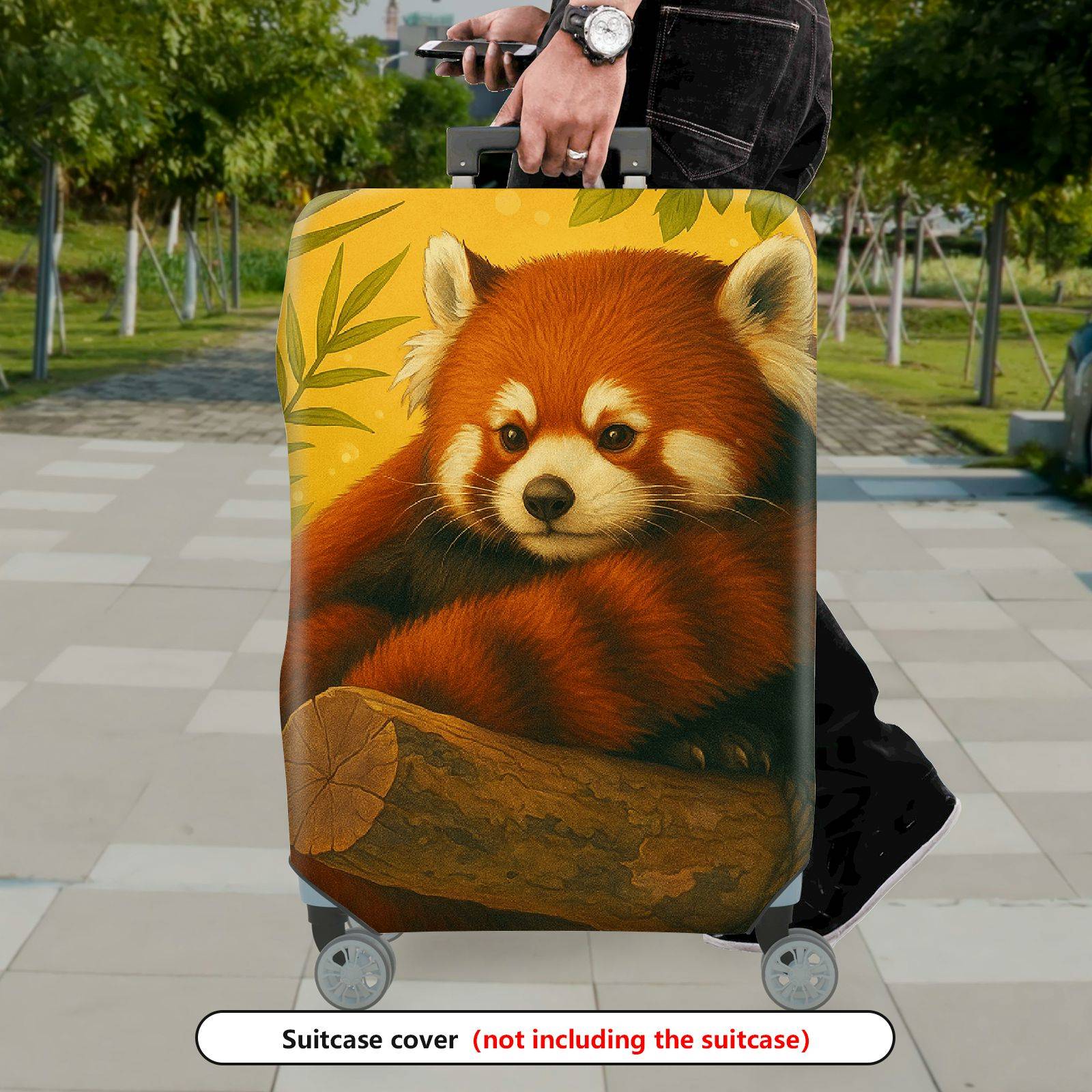 1-Piece Red Panda Forest Nature Wildlife Animal Cute  Suitcase Luggage Cover, Stretch Protective Sleeve