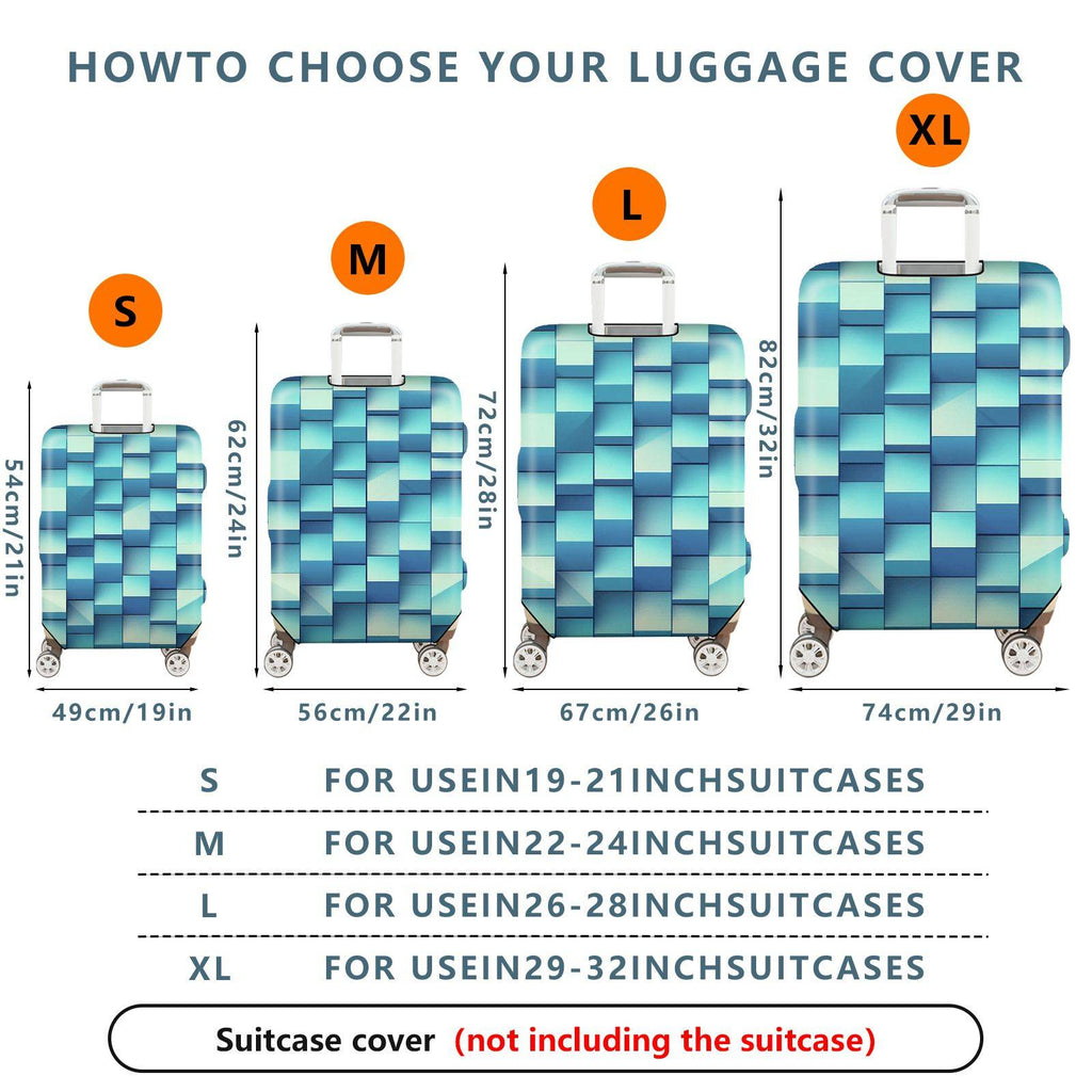 1-Piece Blue Geometric Abstract Modern Stylish Vibrant  Suitcase Luggage Cover, Stretch Protective Sleeve