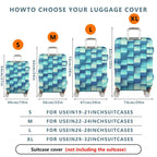 1-Piece Blue Geometric Abstract Modern Stylish Vibrant  Suitcase Luggage Cover, Stretch Protective Sleeve