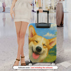 1-Piece Dog Painting Art Cute Smiling Nature Colorful  Suitcase Luggage Cover, Stretch Protective Sleeve
