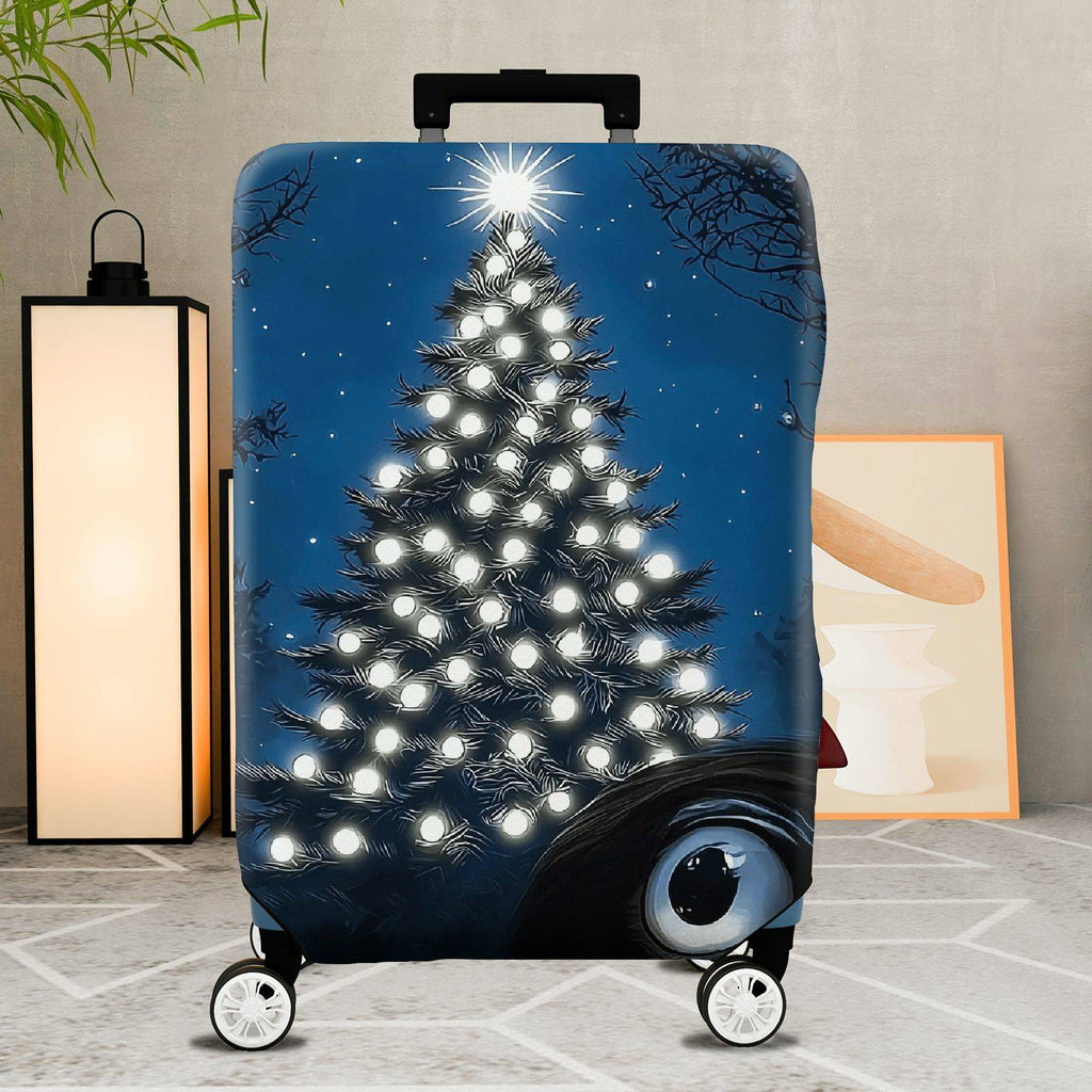 1-Piece Starry Night Christmas Tree Lights Winter Holiday Festive  Suitcase Luggage Cover, Stretch Protective Sleeve