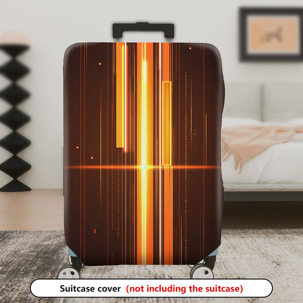 1-Piece Abstract Cyber Tech Geometric  Lines  Suitcase Luggage Cover, Stretch Protective Sleeve