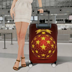 1-Piece Gold Star Ornament Christmas Bow Festive Holiday  Suitcase Luggage Cover, Stretch Protective Sleeve