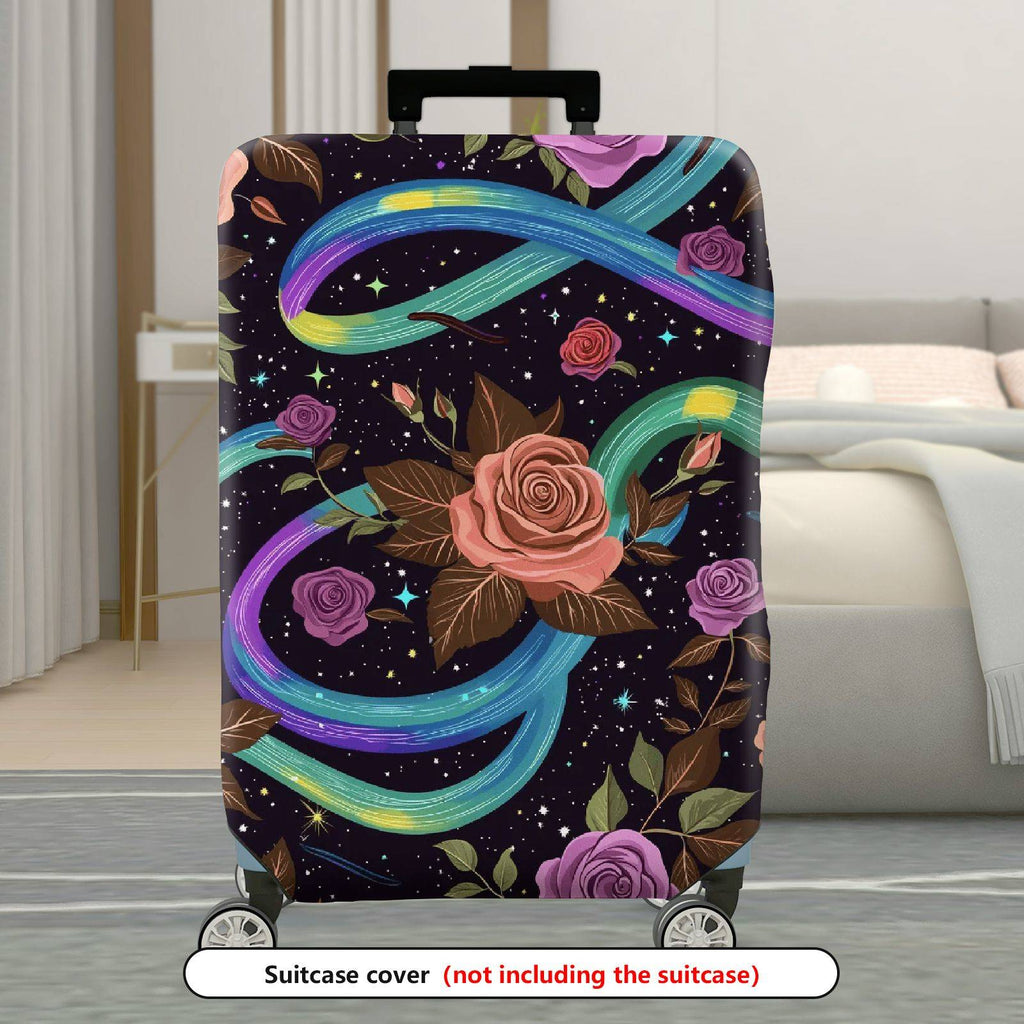 1-Piece Floral Galaxy Star Rose Nature Chic  Suitcase Luggage Cover, Stretch Protective Sleeve