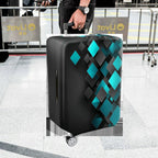 1-Piece Geometric Diamond Turquoise Black Modern Abstract  Suitcase Luggage Cover, Stretch Protective Sleeve