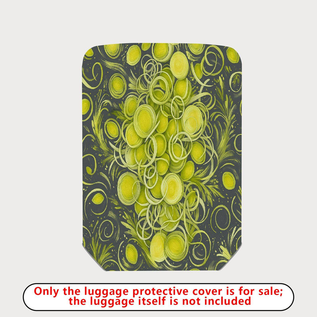 1-Piece Abstract Green Swirl Circle Artistic Unique Eye-catching  Suitcase Luggage Cover, Stretch Protective Sleeve
