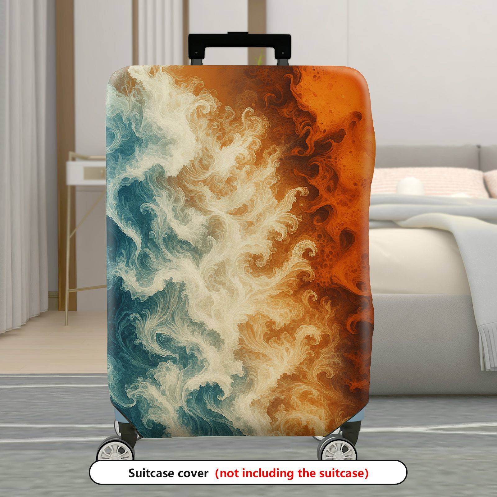 1-Piece Abstract Ocean Fire Energy Flow Art  Suitcase Luggage Cover, Stretch Protective Sleeve