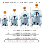 1-Piece Cute Penguin Snow Winter Travel  Suitcase Luggage Cover, Stretch Protective Sleeve